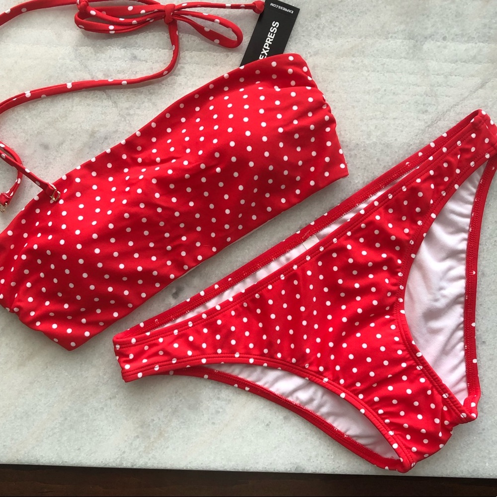 NWT Express Brand Red/White polka dot bikini set